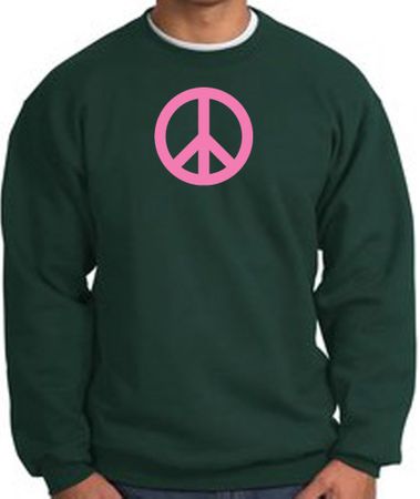 PINK PEACE World Peace Sign Symbol Adult Sweatshirt - Dark Green