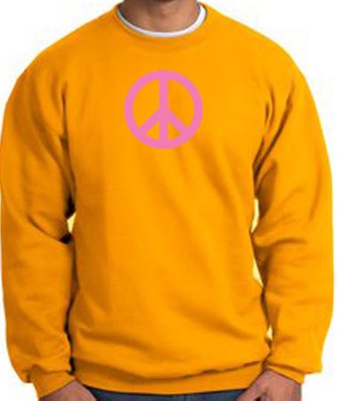 PINK PEACE World Peace Sign Symbol Adult Sweatshirt - Gold
