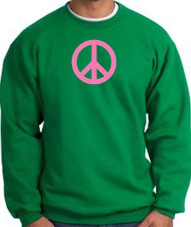PINK PEACE World Peace Sign Symbol Adult Sweatshirt - Kelly Green