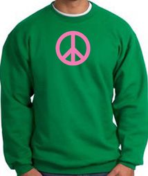 PINK PEACE World Peace Sign Symbol Adult Sweatshirt - Kelly Green