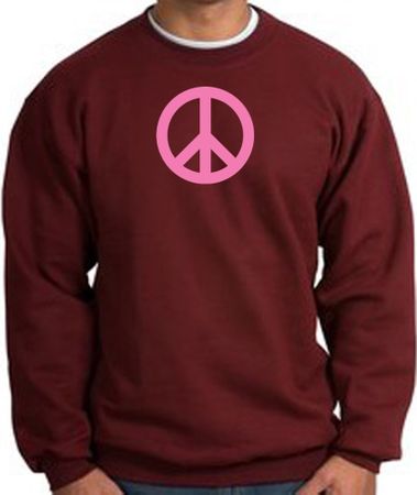 PINK PEACE World Peace Sign Symbol Adult Sweatshirt - Maroon