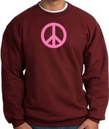 PINK PEACE World Peace Sign Symbol Adult Sweatshirt - Maroon