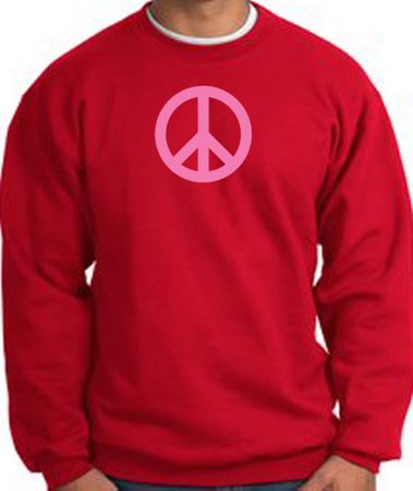 PINK PEACE World Peace Sign Symbol Adult Sweatshirt - Red