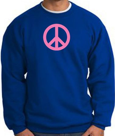 PINK PEACE World Peace Sign Symbol Adult Sweatshirt - Royal