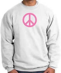 PINK PEACE World Peace Sign Symbol Adult Sweatshirt - White