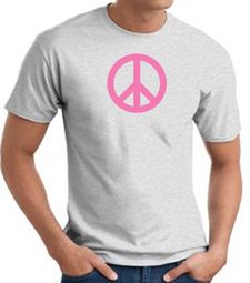 PINK PEACE World Peace Sign Symbol Adult T-shirt - Ash