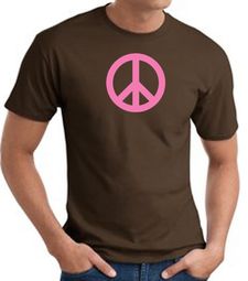 PINK PEACE World Peace Sign Symbol Adult T-shirt - Brown
