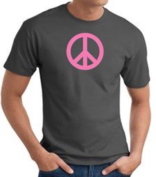 PINK PEACE World Peace Sign Symbol Adult T-shirt - Charcoal
