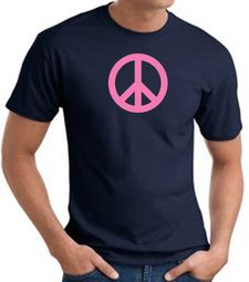PINK PEACE World Peace Sign Symbol Adult T-shirt - Navy