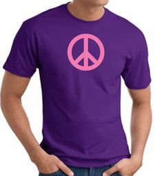 PINK PEACE World Peace Sign Symbol Adult T-shirt - Purple