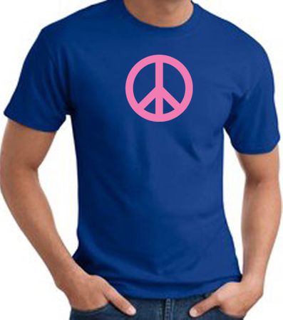 PINK PEACE World Peace Sign Symbol Adult T-shirt - Royal