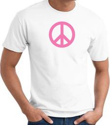 PINK PEACE World Peace Sign Symbol Adult T-shirt - White