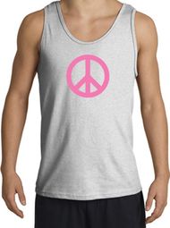 PINK PEACE World Peace Sign Symbol Adult Tanktop - Ash