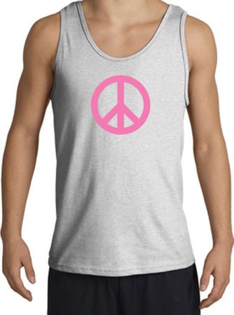 PINK PEACE World Peace Sign Symbol Adult Tanktop - Ash
