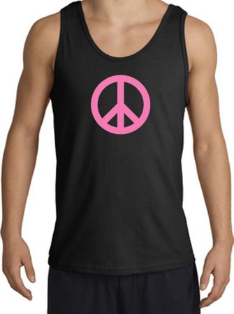PINK PEACE World Peace Sign Symbol Adult Tanktop - Black