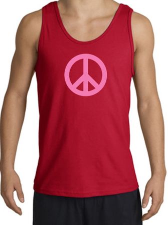 PINK PEACE World Peace Sign Symbol Adult Tanktop - Red