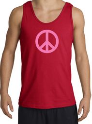 PINK PEACE World Peace Sign Symbol Adult Tanktop - Red