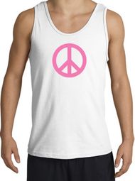 PINK PEACE World Peace Sign Symbol Adult Tanktop - White