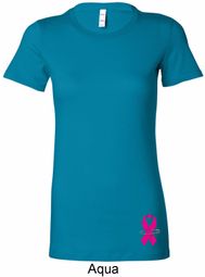 Pink Ribbon Pin Bottom Print Ladies Shirts