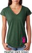 Pink Ribbon Pin Bottom Print Ladies Tri Blend V-Neck Shirt
