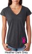 Pink Ribbon Pin Bottom Print Ladies Tri Blend V-Neck Shirt