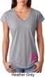 Pink Ribbon Pin Bottom Print Ladies Tri Blend V-Neck Shirt