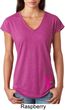 Pink Ribbon Pin Bottom Print Ladies Tri Blend V-Neck Shirt