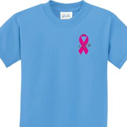 Pink Ribbon Pin Pocket Print Kids Shirts