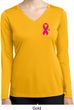 Pink Ribbon Pin Pocket Print Ladies Dry Wicking Long Sleeve Shirt