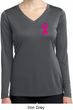 Pink Ribbon Pin Pocket Print Ladies Dry Wicking Long Sleeve Shirt