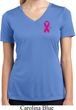 Pink Ribbon Pin Pocket Print Ladies Moisture Wicking V-neck Shirt