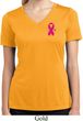 Pink Ribbon Pin Pocket Print Ladies Moisture Wicking V-neck Shirt