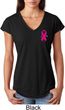 Pink Ribbon Pin Pocket Print Ladies Tri Blend V-Neck Shirt