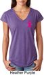 Pink Ribbon Pin Pocket Print Ladies Tri Blend V-Neck Shirt