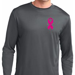 Pink Ribbon Pin Pocket Print Mens Dry Wicking Long Sleeve Shirt