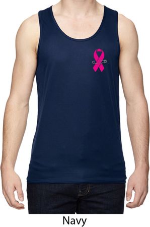 Pink Ribbon Pin Pocket Print Mens Moisture Wicking Tanktop