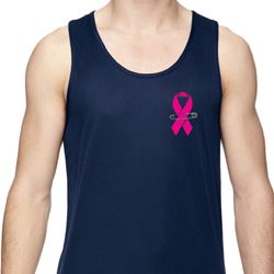 Pink Ribbon Pin Pocket Print Mens Moisture Wicking Tanktop