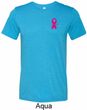 Pink Ribbon Pin Pocket Print Mens Tri Blend Crewneck Shirt