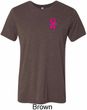 Pink Ribbon Pin Pocket Print Mens Tri Blend Crewneck Shirt