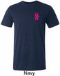 Pink Ribbon Pin Pocket Print Mens Tri Blend Crewneck Shirt