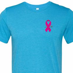 Pink Ribbon Pin Pocket Print Mens Tri Blend Crewneck Shirt