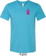 Pink Ribbon Pin Pocket Print Mens Tri Blend V-neck Shirt
