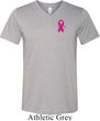 Pink Ribbon Pin Pocket Print Mens Tri Blend V-neck Shirt