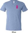 Pink Ribbon Pin Pocket Print Mens Tri Blend V-neck Shirt