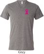 Pink Ribbon Pin Pocket Print Mens Tri Blend V-neck Shirt