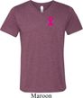 Pink Ribbon Pin Pocket Print Mens Tri Blend V-neck Shirt