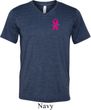 Pink Ribbon Pin Pocket Print Mens Tri Blend V-neck Shirt