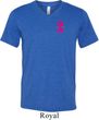 Pink Ribbon Pin Pocket Print Mens Tri Blend V-neck Shirt