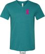 Pink Ribbon Pin Pocket Print Mens Tri Blend V-neck Shirt