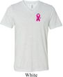 Pink Ribbon Pin Pocket Print Mens Tri Blend V-neck Shirt
